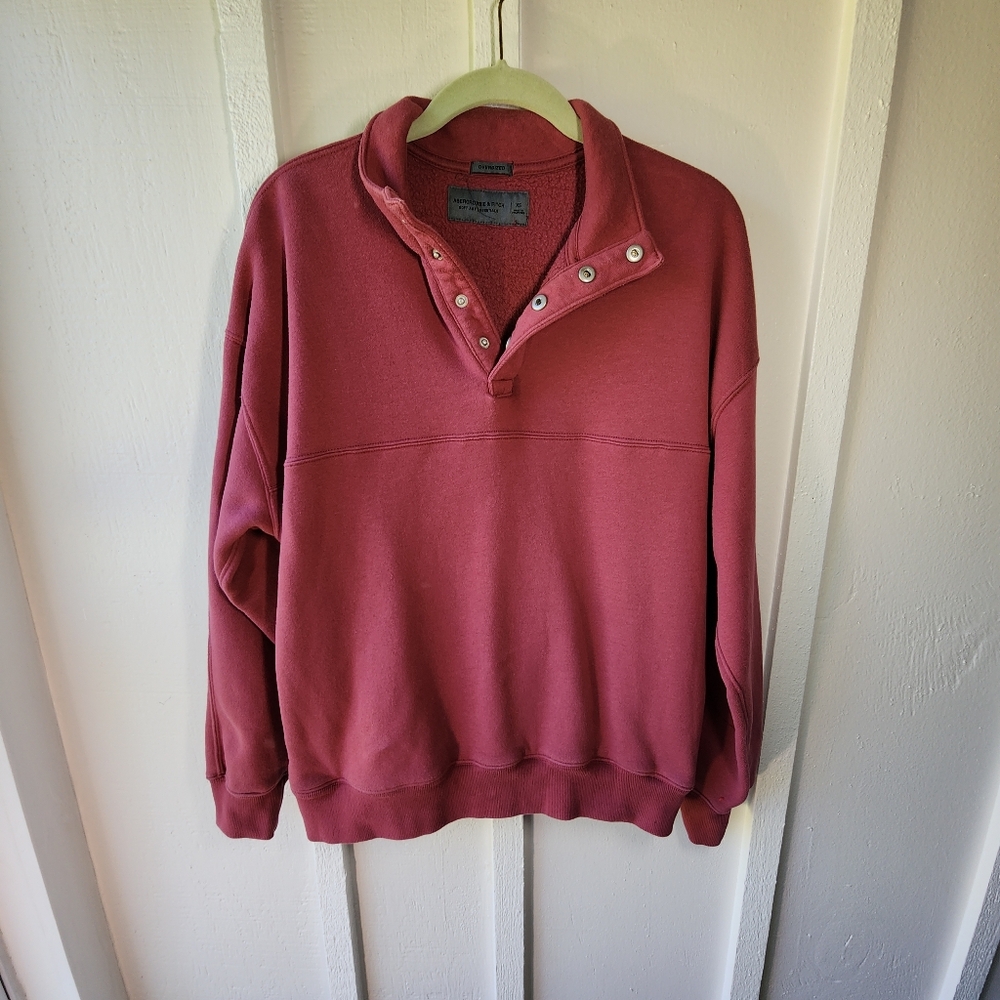 Rare ABERCROMBIE & FITCH Soft A&F Essentials Oversized Burgundy Size XS